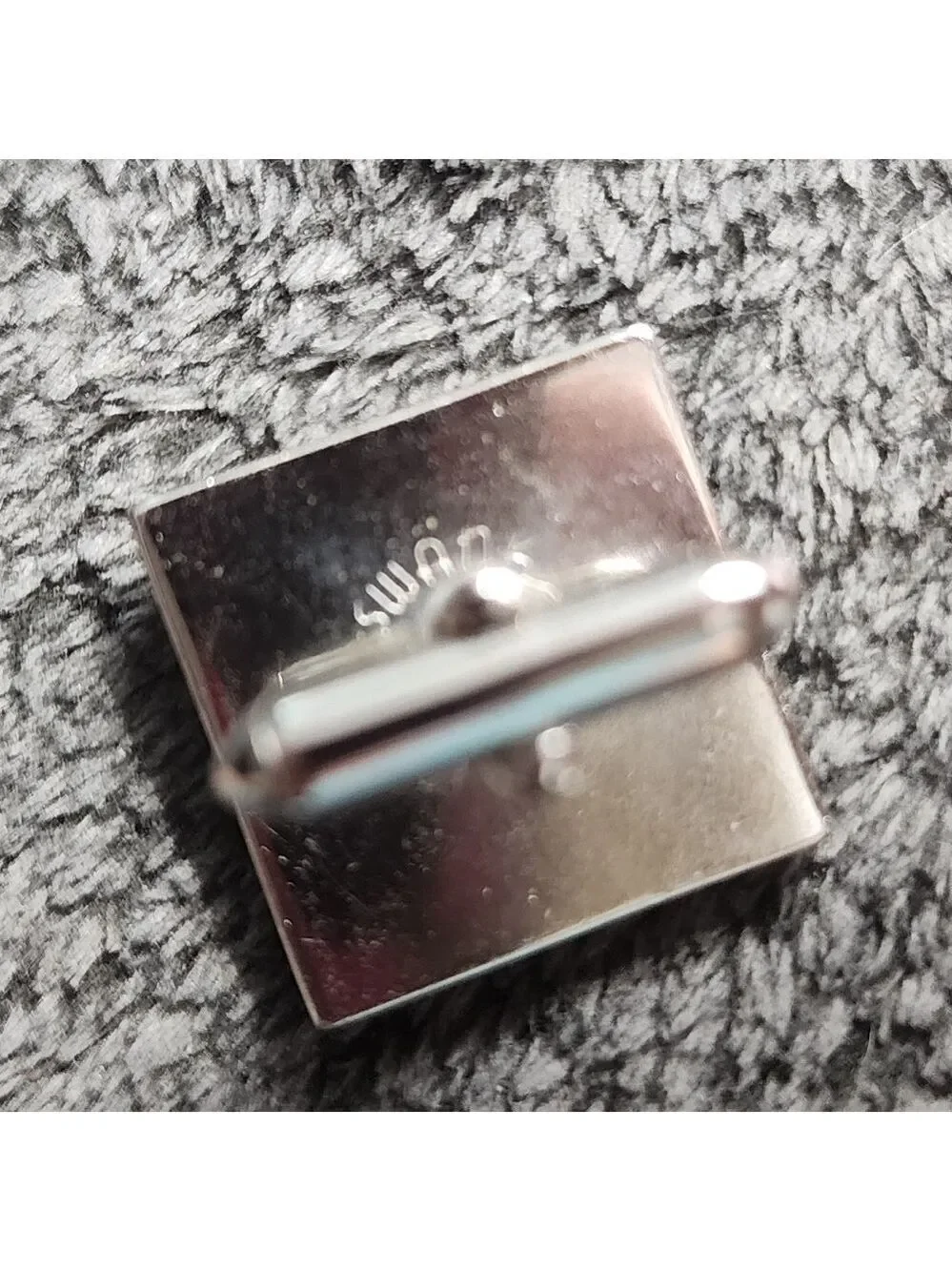 Swank Silvertone Brushed CuffLinks with Etched Starburst & Tie Clip Set- Vintage